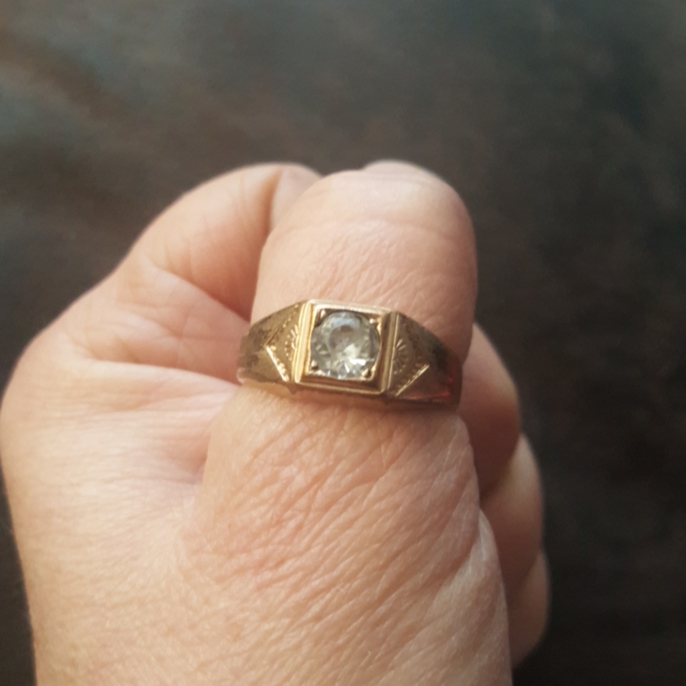 Vintage Art Deco Round Cut Diamond 14KGP Ring